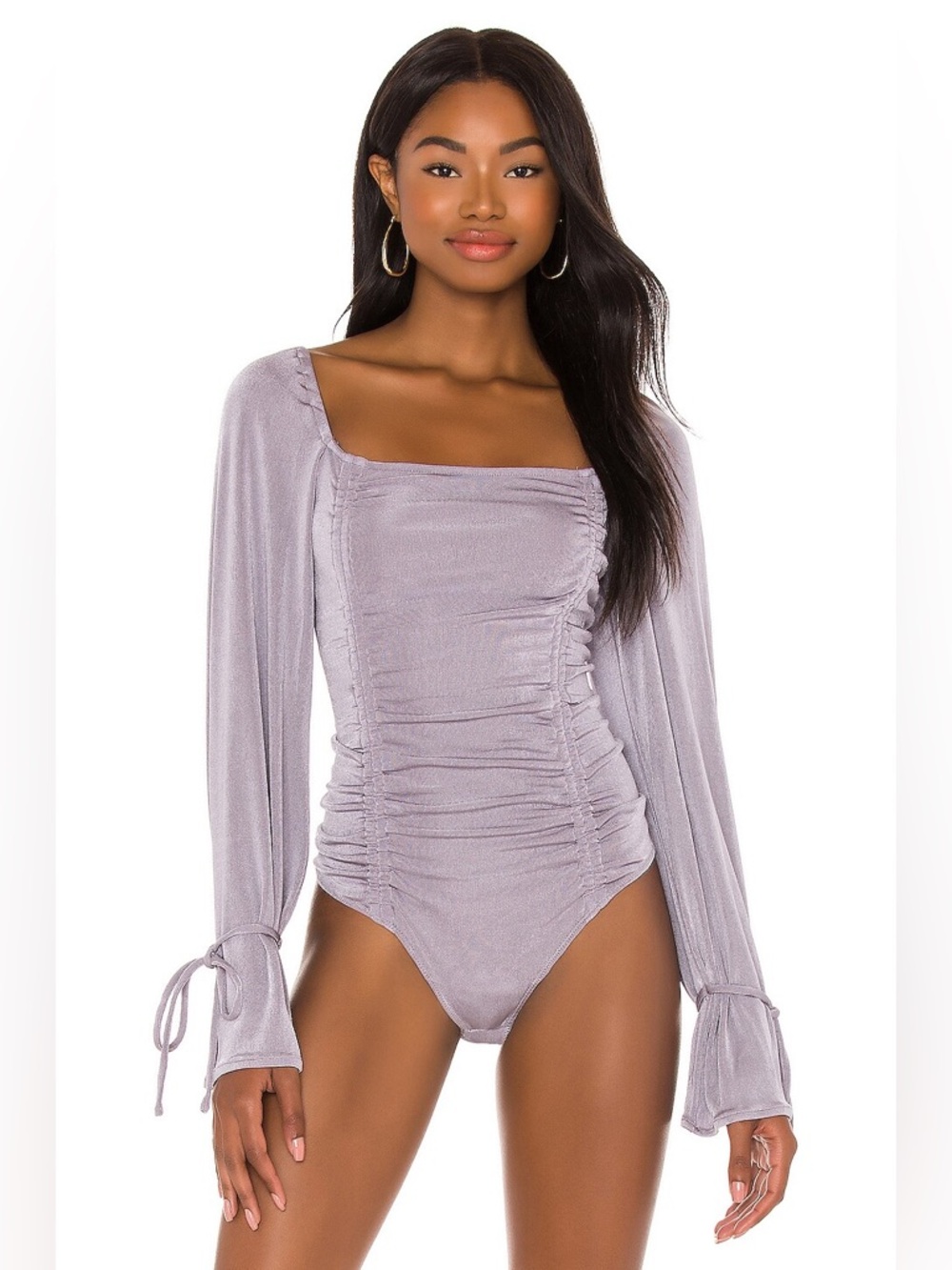 Free People Meant To Be Ruched Bodysuit Silver Mauve Small